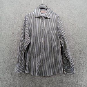 Thomas Pink Shirt Mens 17 Blue Green Striped Slim Fit Woven Jermyn Street London